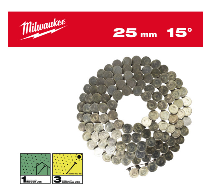 Цвяхи в котушці MILWAUKEE, з круглой головкой, 15°/3.05 x 25мм / RS (2160шт)