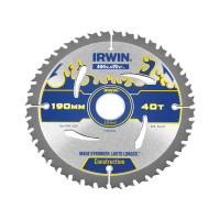 Диск пильный по деревоматериалам Weldtec CSB 190мм/40T/30/20, IRWIN Диск пильный по деревоматериалам Weldtec CSB 190мм/40T/30/20, IRWIN