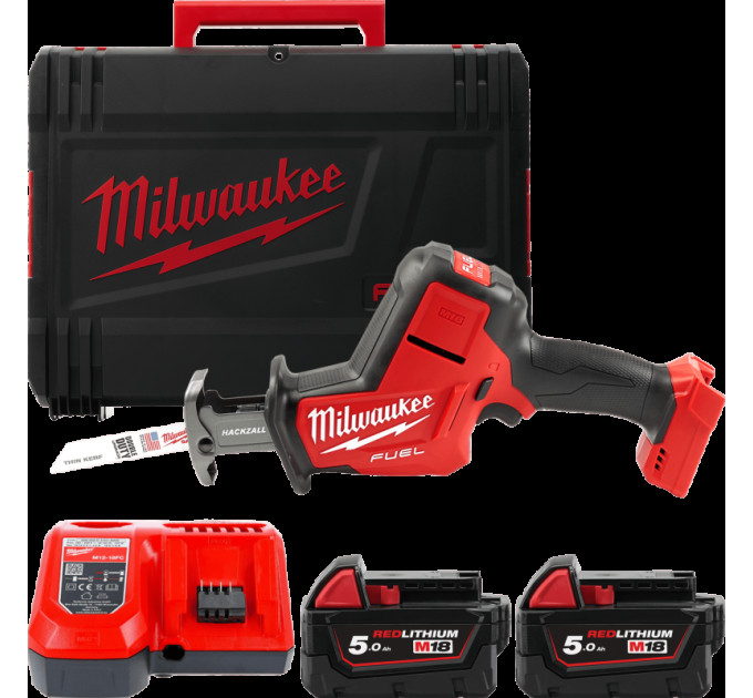Пила сабельная аккумуляторная бесщёточная MILWAUKEE, M18 FHZ-0X (ЗУ, 2х5Ач, HDкейс)