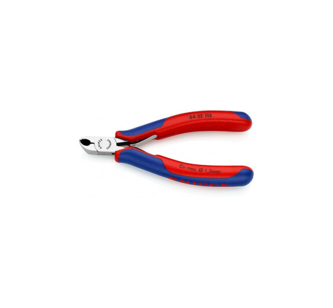 Кусачки боковые (бокорезы) для электроники, 27°, Ø1,3мм, 115мм KNIPEX 64 52 115, полированные