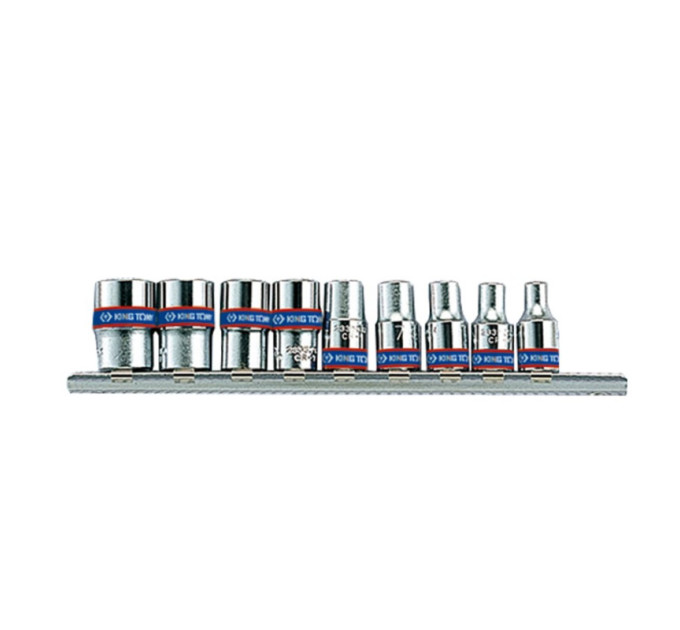 Набор головок 1/4" 9 ед. 6-ти гранные (4-13mm) на планке