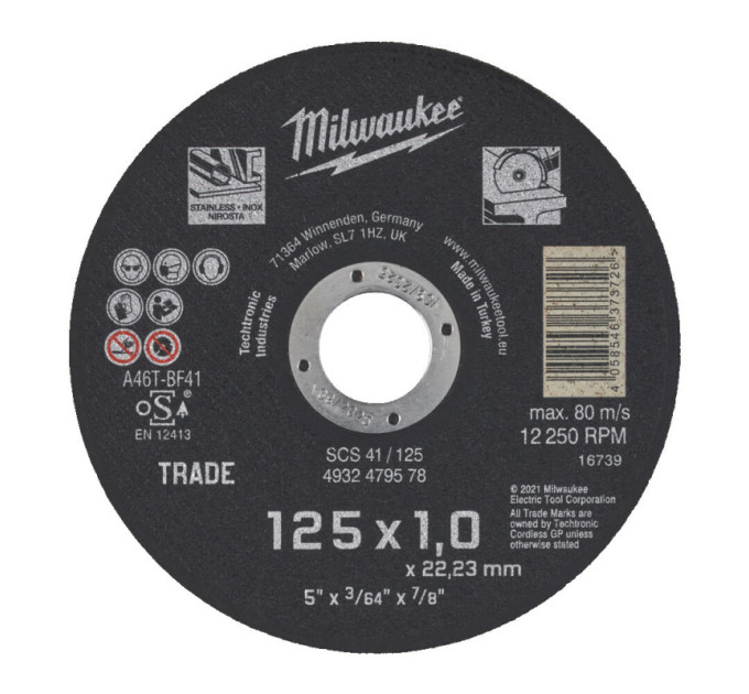 Диск отрезной по металлу MILWAUKEE Trade, SCS 41/230х1.9 PRO+, Ø230мм