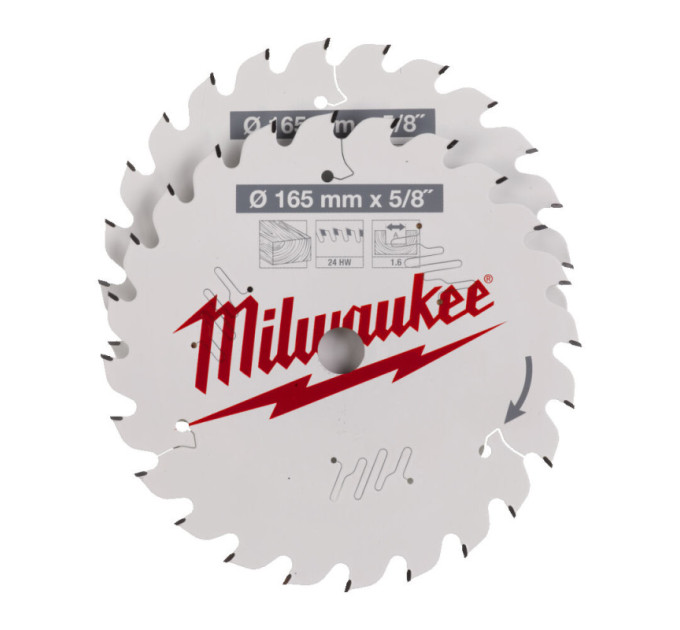 Набір дисків пильних MILWAUKEE Ø165х5/8˝х 24зуб. (2шт 4932471311)