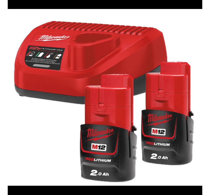 Энергокомплект MILWAUKEE M12 NRG-202 (ЗУ С12+ 2акк.Х2Ач B2)