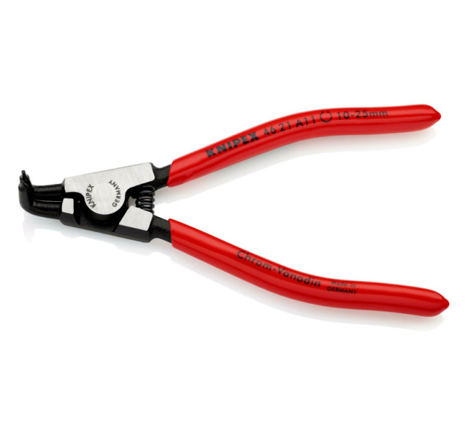 Щипцы для наружных стопорных колец загнутые 90°, Ø10-25мм KNIPEX 46 21 A11 SB, Ø1,3мм фосфат