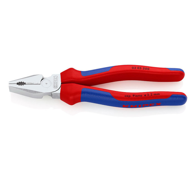 Пассатижи (плоскогубцы) особой мощности Ø13,0мм, 200мм KNIPEX 02 05 200, хромированные