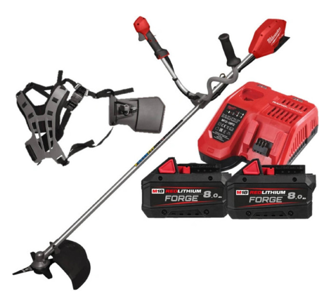 Триммер аккумуляторний бесщеточный MILWAUKEE, M18 F2BCU-802 (2х18В) (ЗУ, 2х8Ач FORGE)