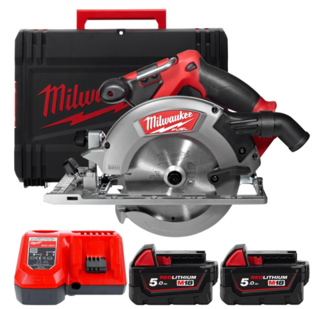 Пила дисковая аккумуляторная бесщеточная MILWAUKEE M18 CCS55-502X Ø165мм (ЗУ+2акк.Х5Ач+HDкейс)