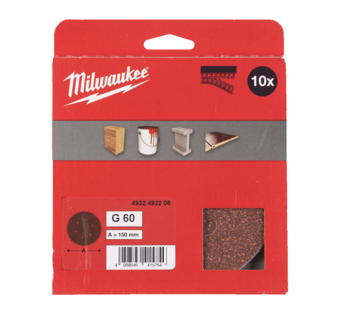 Шліфувальне коло MILWAUKEE Ø150/6 HL, зерно 60, (10шт)