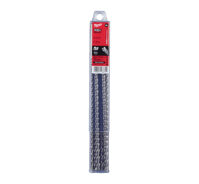 Бур SDS-PLUS MX4 MILWAUKEE, Ø8,0х265х200мм, (10шт)