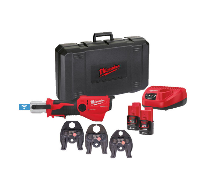Обжимник гидравлический аккумуляторный для труб MILWAUKEE, M12 ONEHPT-202C V-SET (ЗУ, 2х2Ач, кейс)
