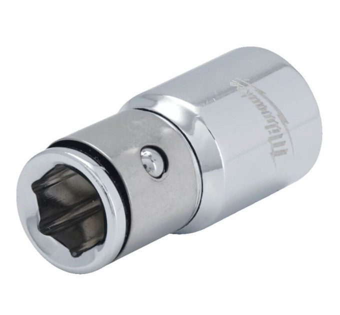 Переходник хромированный MILWAUKEE с 1/2'' квадратный хвостовик на 1/4'' Hex