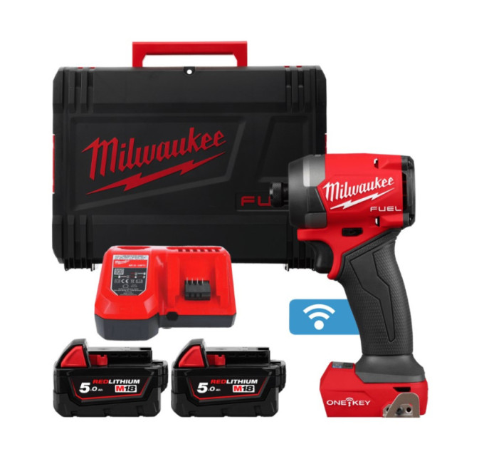 Шуруповерт ударний акумуляторний безщітковий MILWAUKEE (226Нм) M18 ONEID3-502X (ЗУ+2аккХ5Ач+HDкейс)
