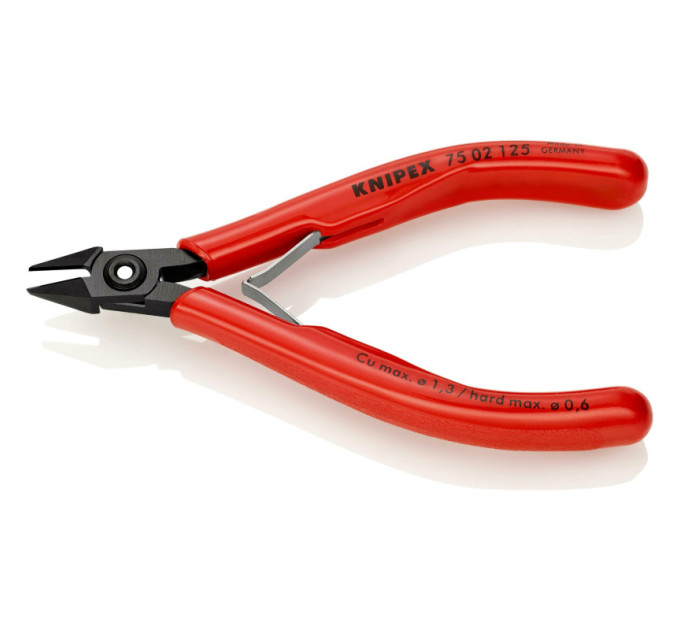 Кусачки боковые (бокорезы) для электроники, Ø1,3мм, 125мм KNIPEX 75 02 125 SB, фосфатированные