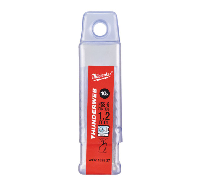 Сверло по металлу THUNDERWEB HSS-G MILWAUKEE, DIN338, Ø1,2х38х16мм, (10шт)