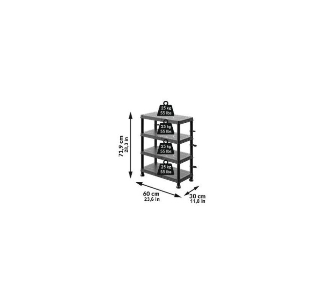 Система стеллажей QBRICK SYSTEM REGULAR Low 60/30см, 4 полки, 100кг (5901238263289)