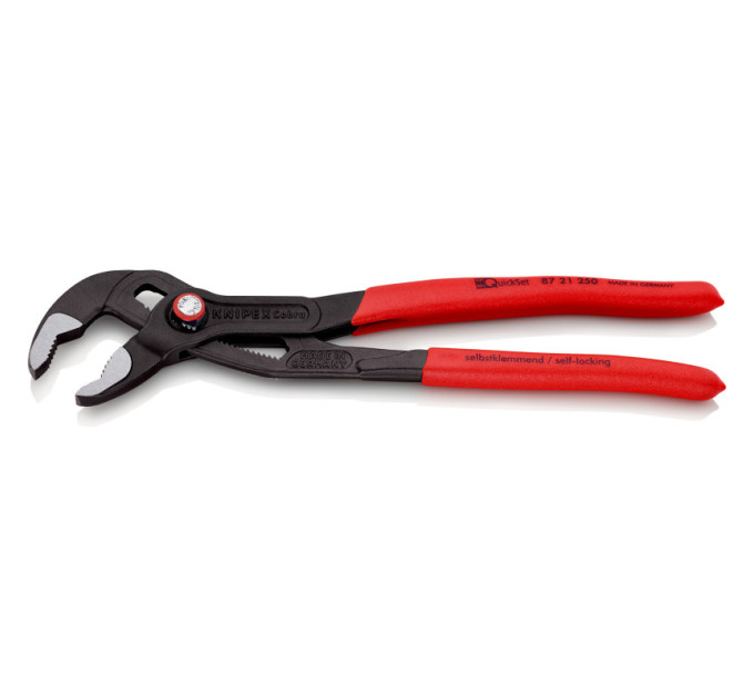 Клещи сантехнические переставные, Ø50мм Cobra QuickSet KNIPEX 87 21 250 SB (с автоспуском) фосфат
