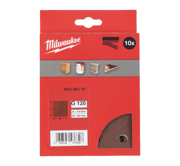 Шлифовальные листы MILWAUKEE, 115x107мм HL, зерно 120, (10шт)