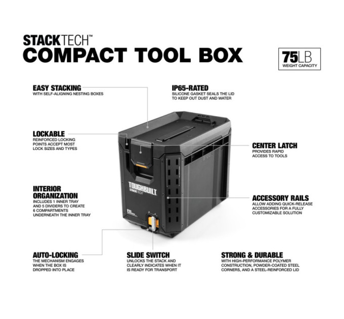 Ящик для инструментов TOUGHBUILT TB-B1-B-60C StackTech компактный