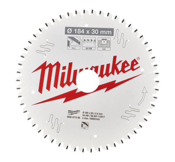 Диск пильний по алюмінію PFTE MILWAUKEE, Ø184х30х2, 4мм, 54 зуб.