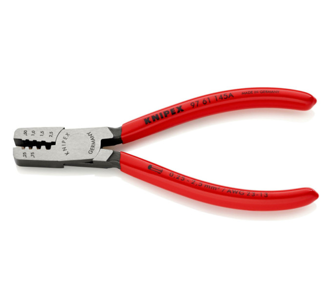 Инструмент для обжима контактных гильз 0,25-2,5мм², 145мм KNIPEX 97 61 145 А SB, фосфатированный