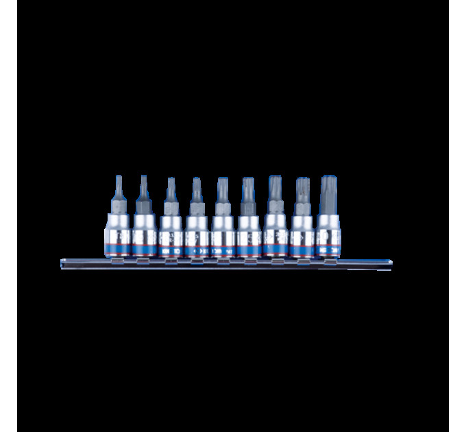 Набор TORX 1/4" 9 ед. в держателе T8-T40 с отверстием (на планке)