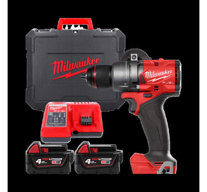 Дрель-шуруповёрт аккумуляторная бесщёточная MILWAUKEE M18 FDD3-402C (158Нм) (ЗУ+2акк.Х4Ач+кейс)