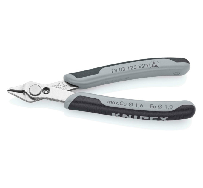 Кусачки Electronic Super Knips Ø1,6мм, 125мм KNIPEX 78 03 125 ESD SB (в блистере)