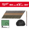 Гвозди с кольцевой накаткой и D-образной головкой MILWAUKEE 2,8/34°/50мм (2200 шт)