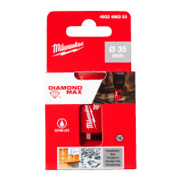 Коронка алмазная Diamond Plus/Max MILWAUKEE, Ø35,0мм (1/4'' Hex) (сверление с водой)