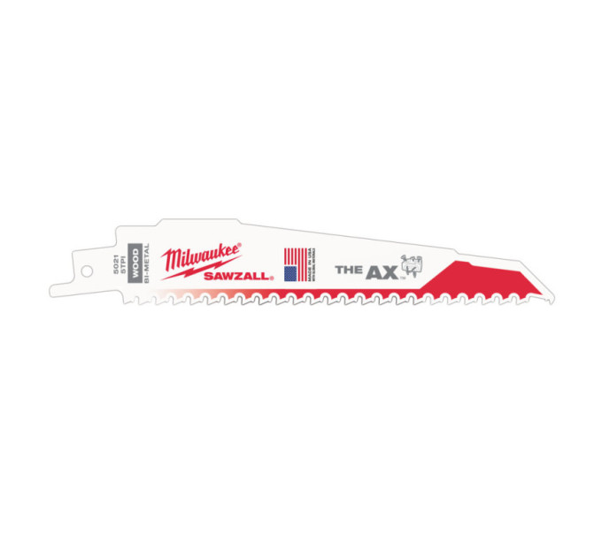 Полотно для сабельных пил AX FANG TIP MILWAUKEE, 150х5,0мм, (5шт), (дерево с гвоздями)