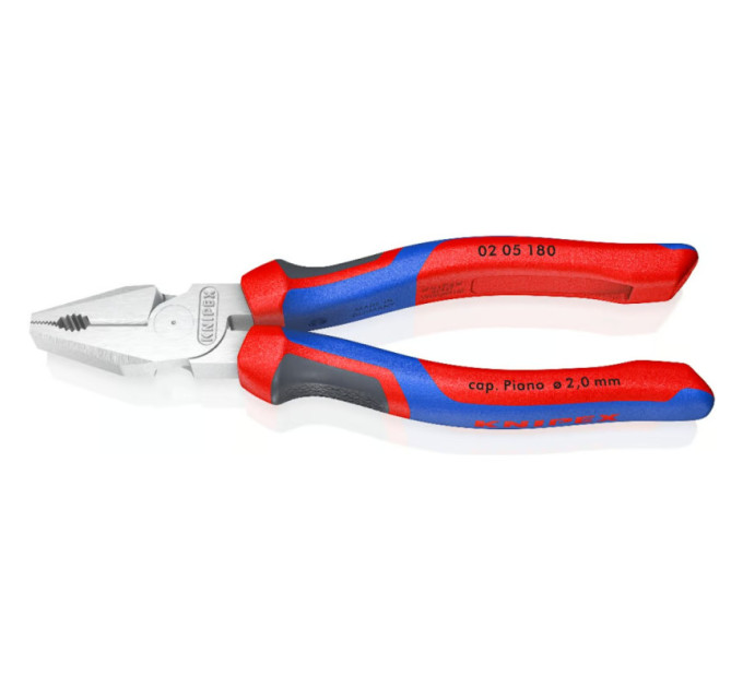 Пассатижи (плоскогубцы) особой мощности Ø11,5мм, 180мм KNIPEX 02 05 180, хромированные