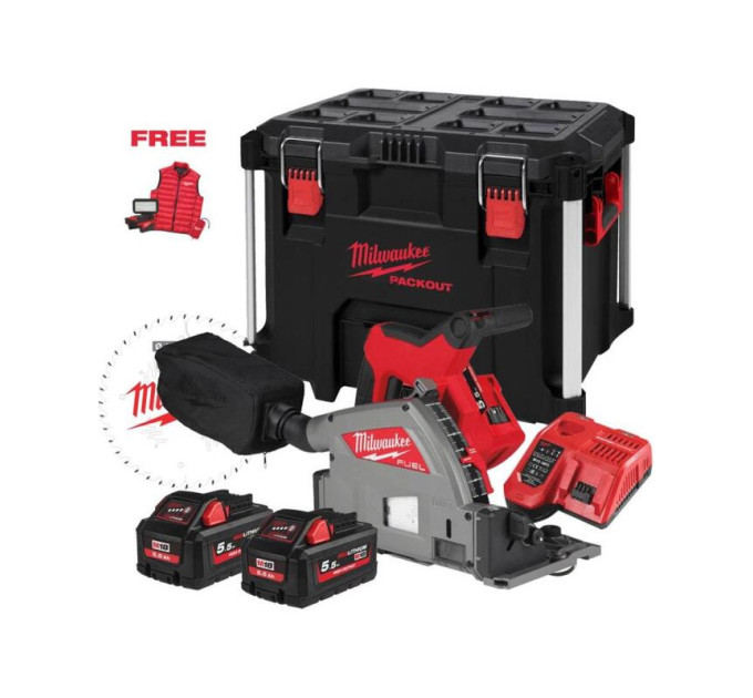 Пила дисковая погружная аккумуляторная бесщеточная MILWAUKEE M18 FPS55MC-552P PACKOUT