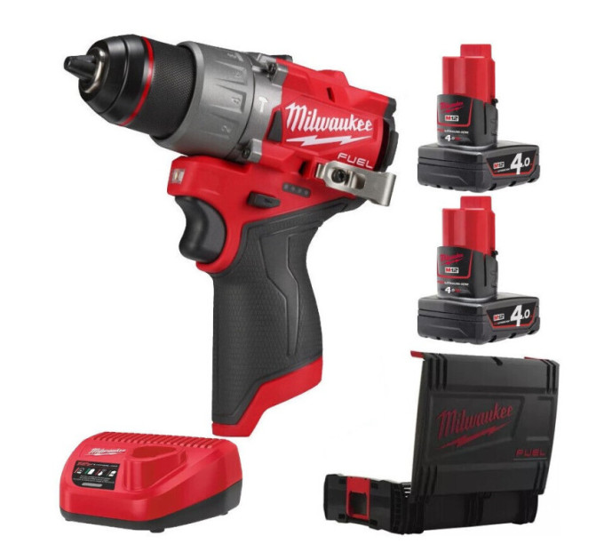 Дриль-шуруповерт акумуляторна безщіткова ударна MILWAUKEE M12 FPD2-402X (45Нм) (ЗУ+2Х4Ач+HDкейс)
