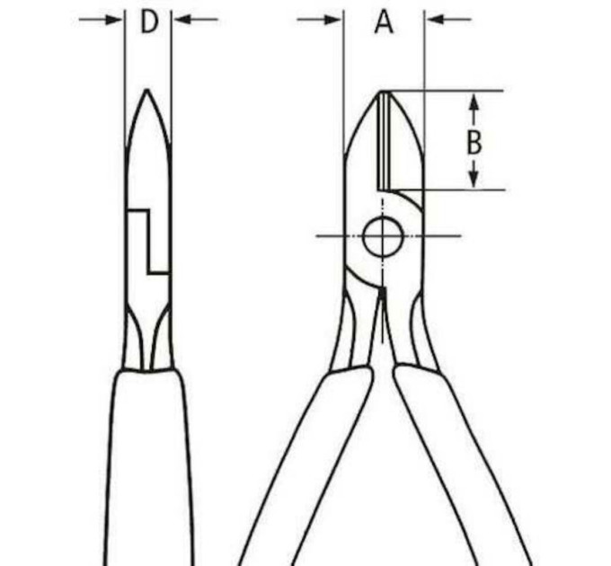 Кусачки боковые для электроники антистатические, Ø1,6мм, 115мм KNIPEX 77 02 115 ESD, полированные