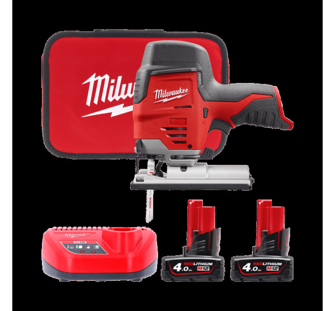 Пила лобзиковая аккумуляторная MILWAUKEE M12 JS-402B (ЗУ+2акк.Х4Ач+сумка)