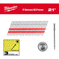 Гвозди для опалубки с двойной круглой головкой MILWAUKEE 3,3/21°/73мм (2000шт)
