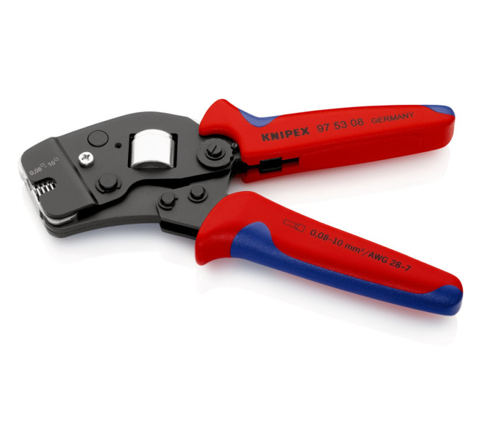 Инструмент для обжима контактных гильз 0,8-10,0мм², с автонастройкой KNIPEX 97 62 145 А, фосфат