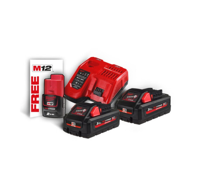 Энергокомплект MILWAUKEE M18 HNRG-302 (ЗУ M12-18FC+2акк.Х3А HВ3)+ подарок аккумулятор M12 B2