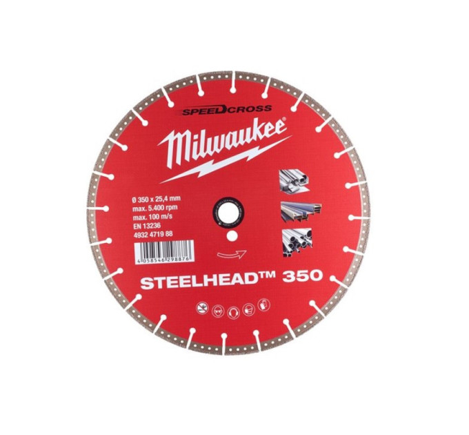 Диск алмазный Speedcross STEELHEAD™ 350 MILWAUKEE, Ø350мм, (металл, нержавейка)
