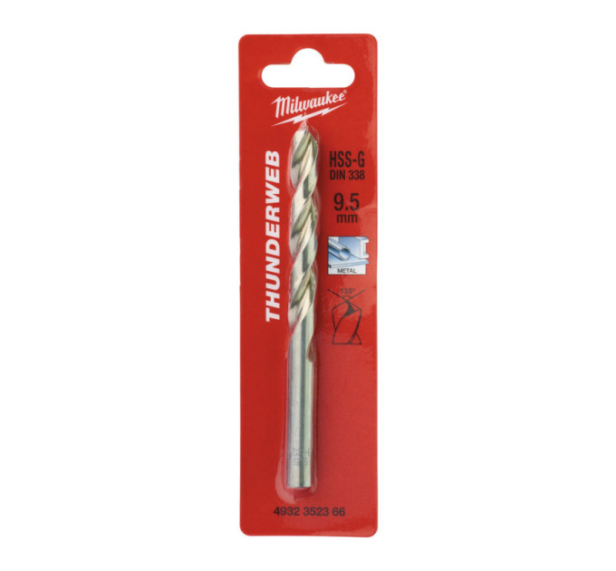 Свердло по металу THUNDERWEB HSS-G MILWAUKEE, DIN338, Ø9,5x125х81мм