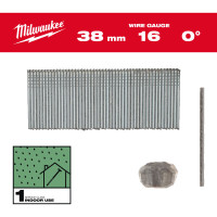 Гвозди оцинкованные с Т-образной головкой MILWAUKEE 16G/0°/38мм, (2500шт)