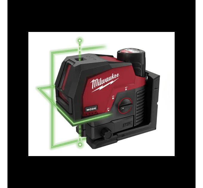 Нивелир линейно-точечный аккумуляторный MILWAUKEE M12 CLLP-301C (зелёный луч)