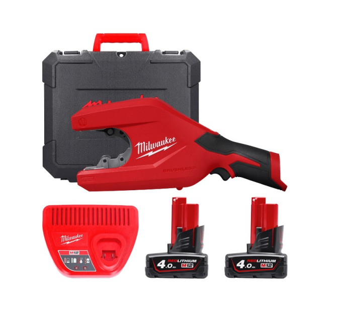 Труборез аккумуляторный по нержавеющей стали MILWAUKEE M12 PCSS54-402C до 54мм (ЗУ+2акк.Х4Ач+кейс)