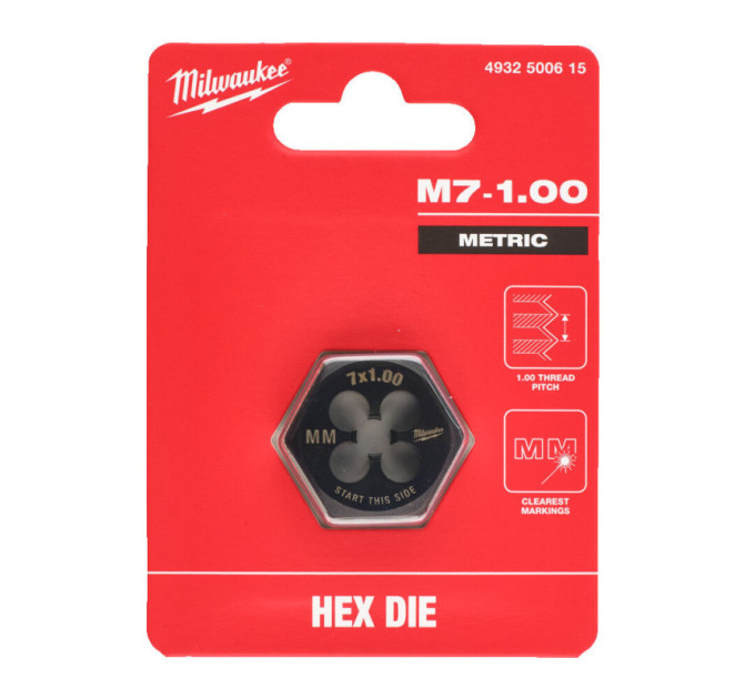 Плашка шестигранная MILWAUKEE, М7-1,00мм