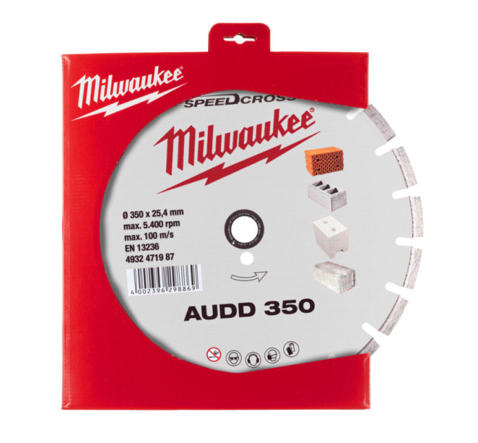Диск алмазный Speedcross MILWAUKEE AUDD 350, Ø350мм (бетон, кирпич, асфальт)