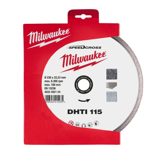 Диск алмазный Speedcross MILWAUKEE DHTi 115, Ø115мм (керамическая плитка/чистый рез)