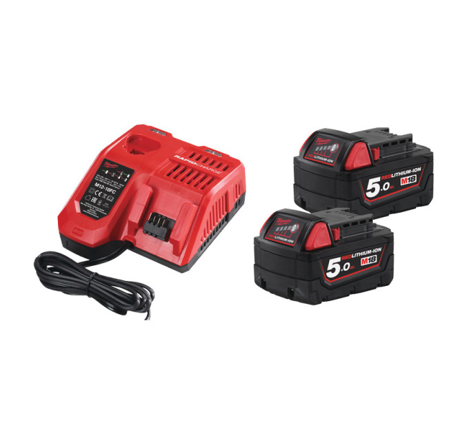 Енергокомплект MILWAUKEE M18 NRG-502 (ЗУ M12-18FC+2акк.Х5А В5) + подарунок акумулятор M12 B2