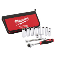 Набор головок торцевых хромированных метрических ⅜″ TRADESMAN MILWAUKEE (12шт)