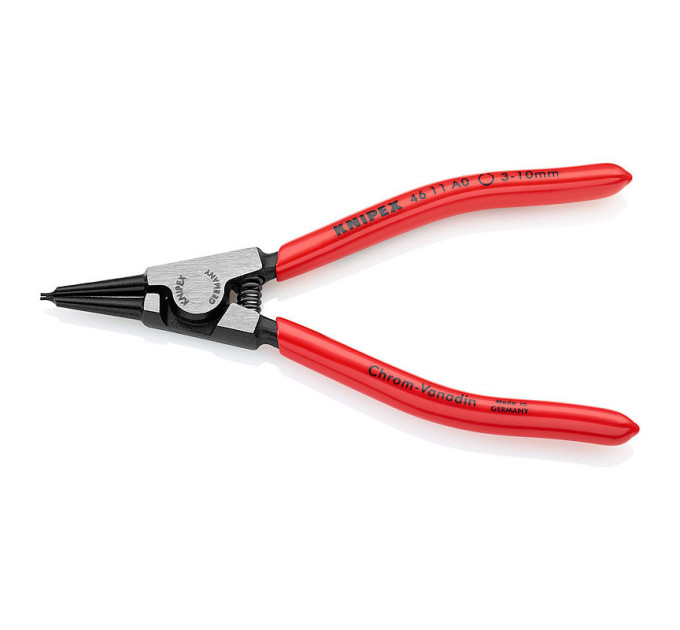 Щипцы для стопорных колец прямые Ø3-10мм, 140мм KNIPEX 46 11 A0 SB, (Ø0,9мм) фосфатированные
